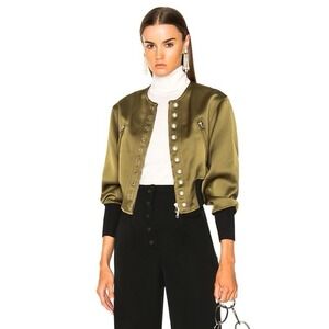 3.1 PHILLIP LIM Bomber Jacket with Pearls Moss Size 2